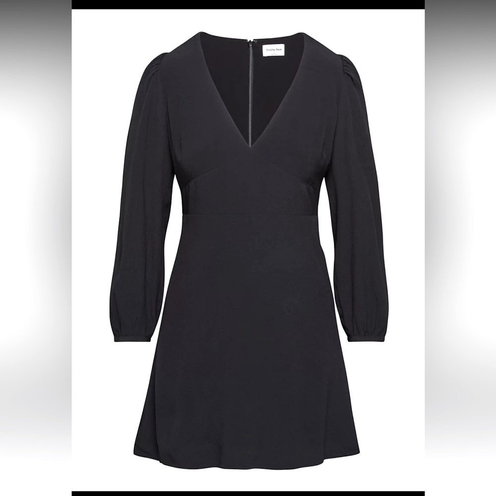 Sunday Best Black Long Sleeve V-Neck A-Line Dress